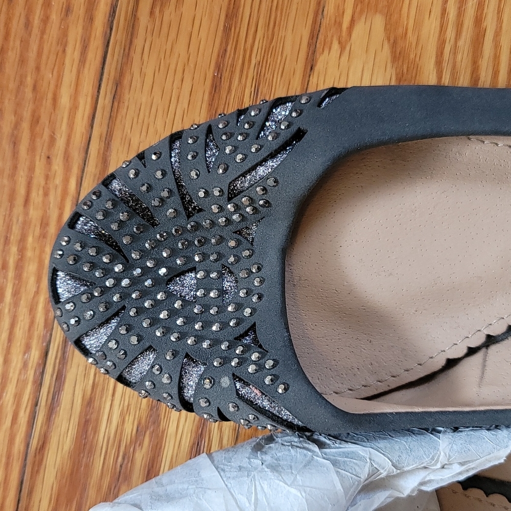 Grey Rhinestone Flats - Picture 2 of 5